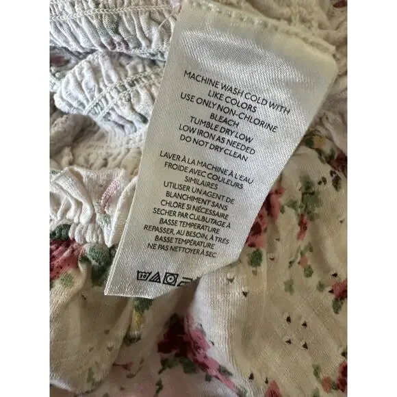 Free People Favorite Girl Top Romantic Floral Ruffle Smocked Boho Cottagecore Sm - Picture 14 of 16